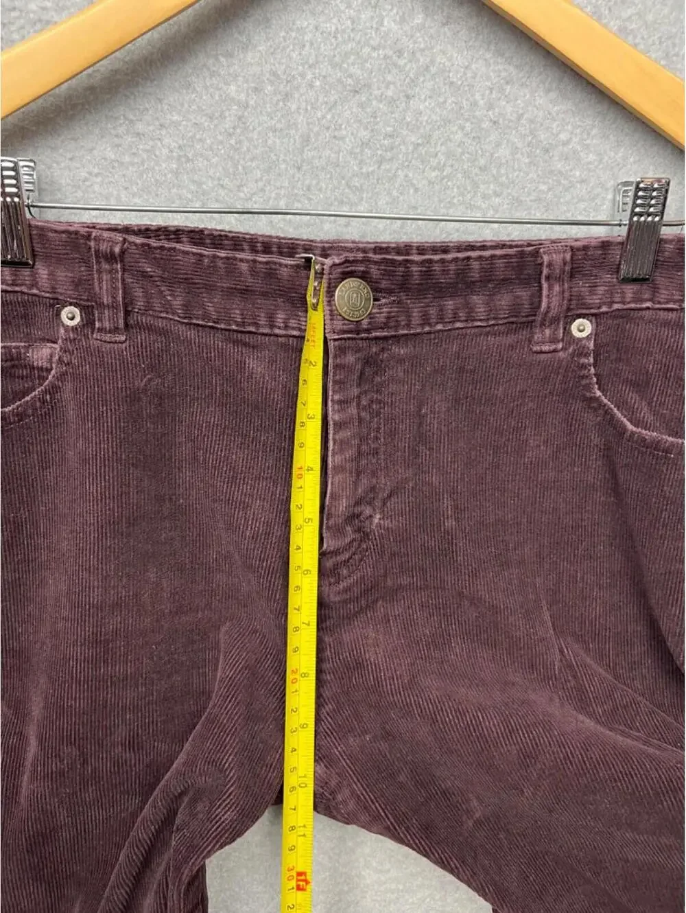 Lands' End Modern Fit Womens 10 Corduroy Pants Straight Leg Burgundy Casual